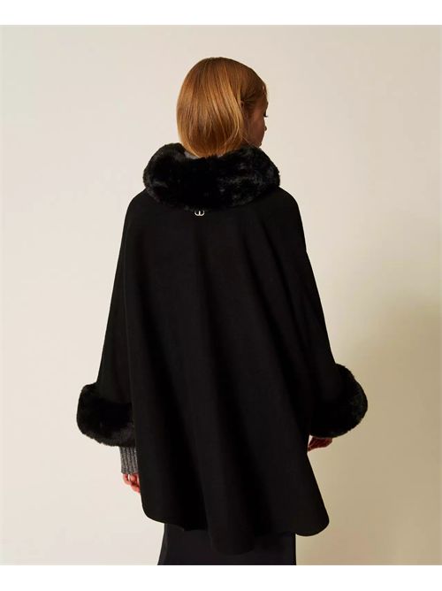 Poncho in panno e faux fur TWINSET | TO5130/00006